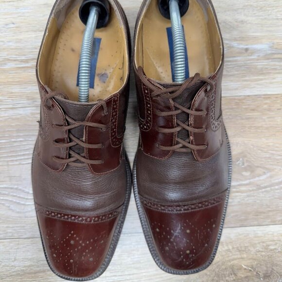 Giorgio Brutini Hi Shine/Grain Brown Leather Cap Toe Oxfords Men's Size … - Picture 2 of 7